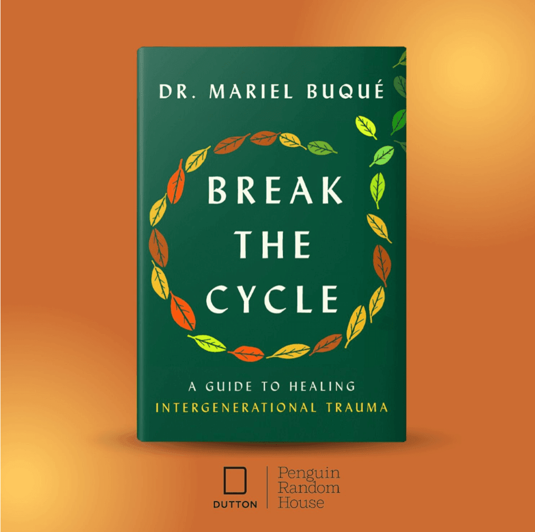 Book cover of 'Break the Cycle' with leaf wreath design on a green background.